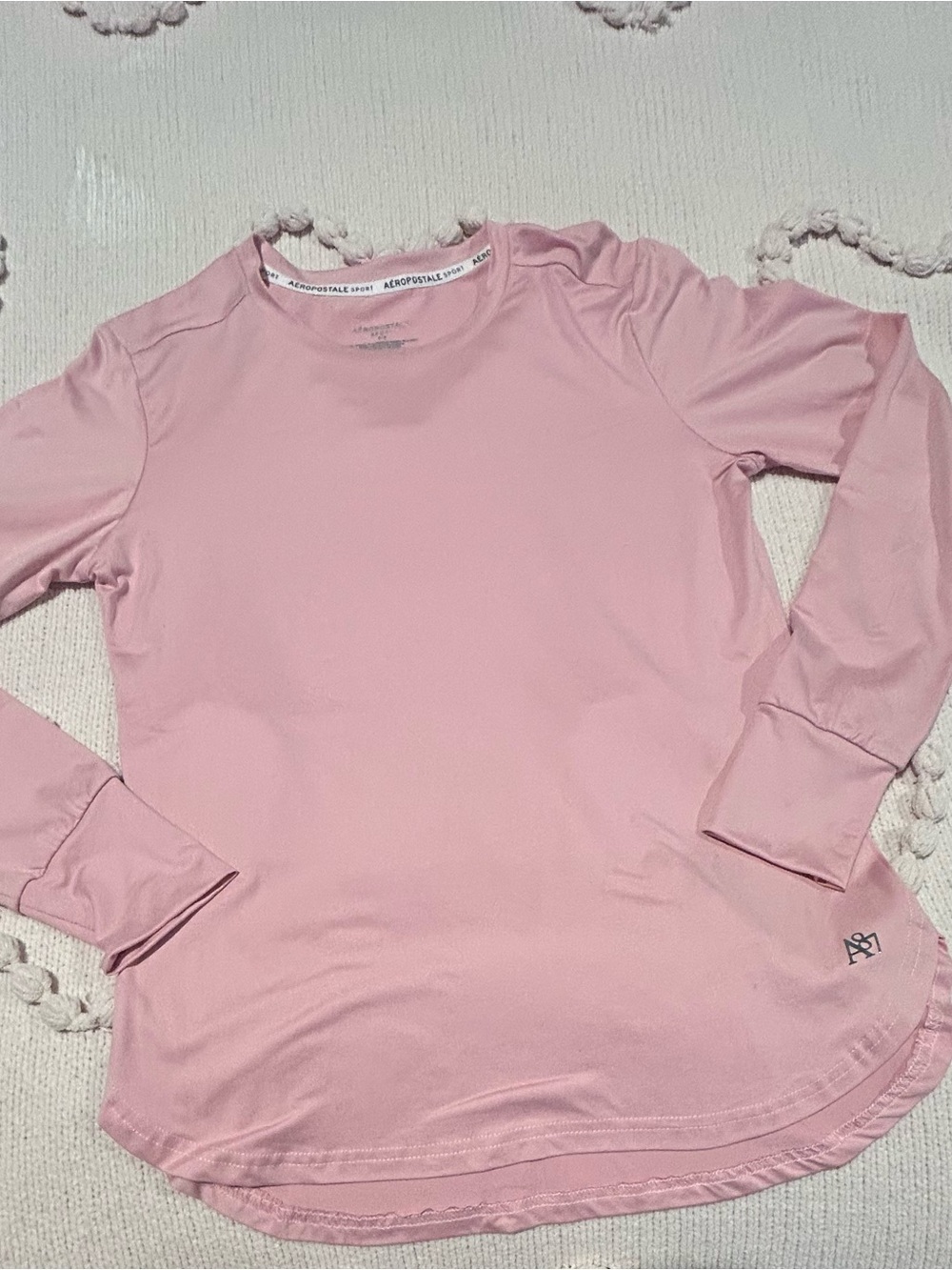 Aeropostale Women's Light Pink Long Sleeve Performance Tee